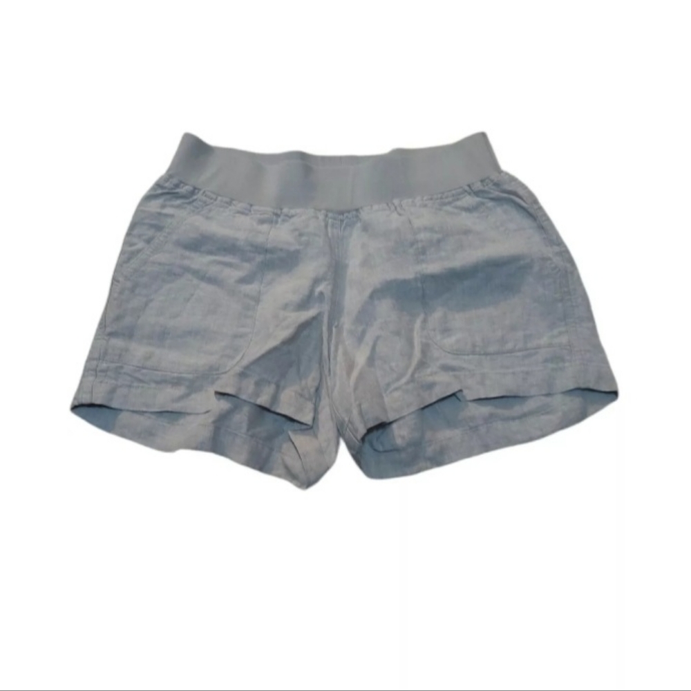 Allen Allen Linen Shorts Pants XS Tan Cream Beige Elastic Waist Woman US…